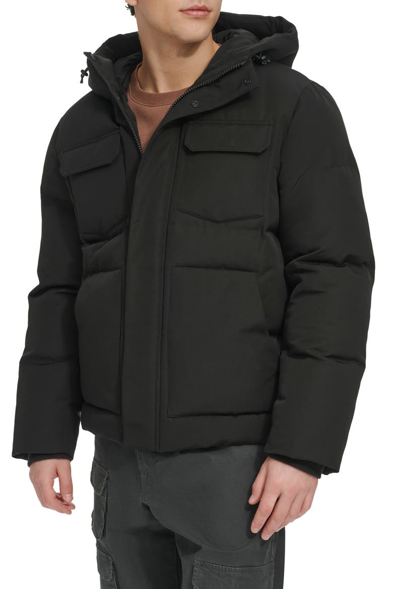 Water Resistant Hooded Quilted Puffer Jacket, Alternate, color, BLACK