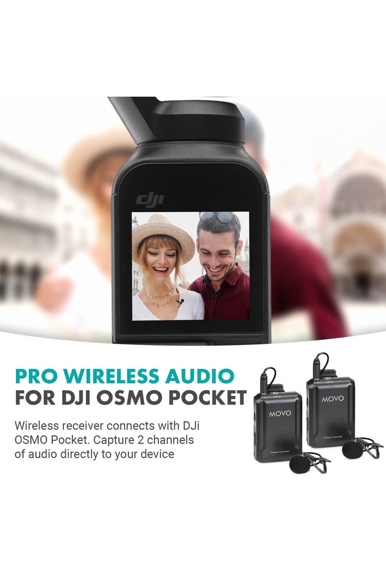 Edge-OP-Duo Dual Wireless Lavalier Microphone for Osmo Pocket 1 and 2, Alternate, color, Black
