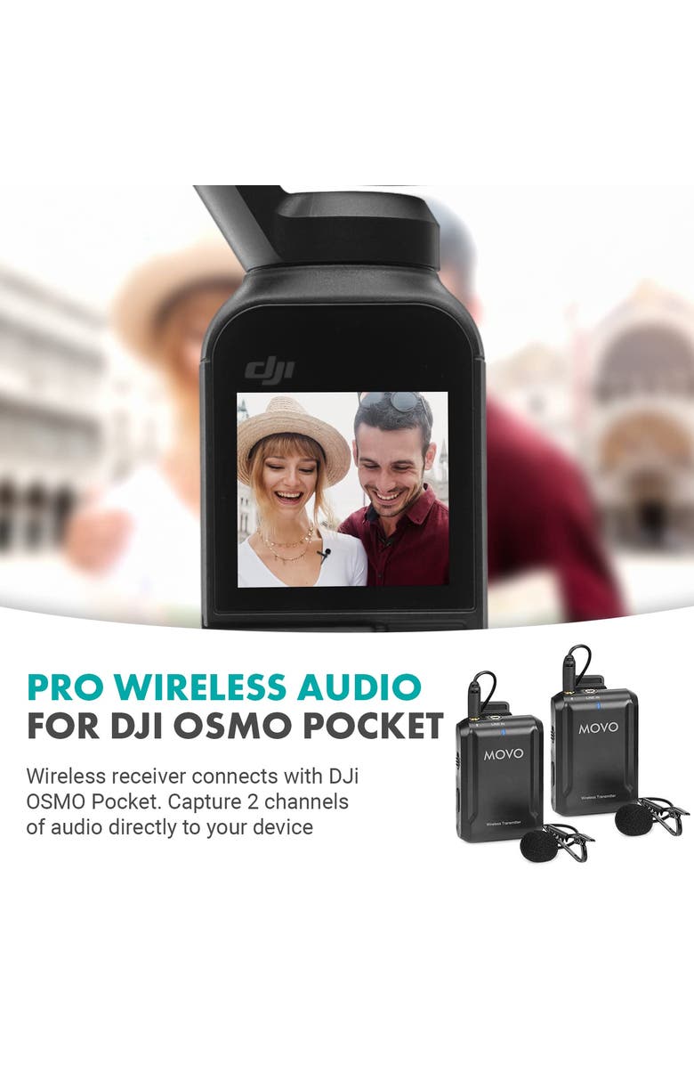 MOVO Edge-OP-Duo Dual Wireless Lavalier Microphone for Osmo Pocket 1 and 2, Alternate, color, Black