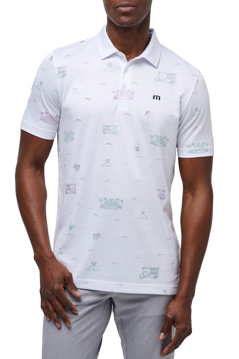 Tiki Mapes Cotton Blend Polo, Main, color, WHITE