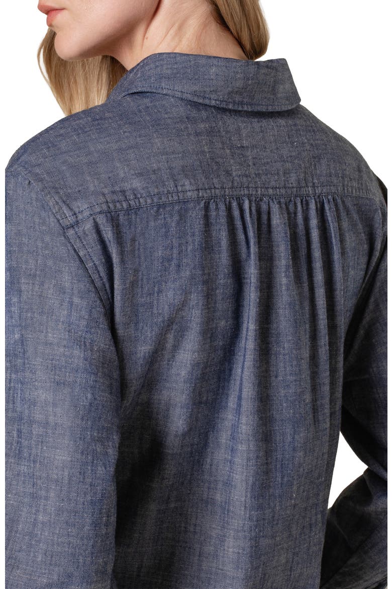 Chambray Long Sleeve Knee Length Dress, Alternate, color, Indigo