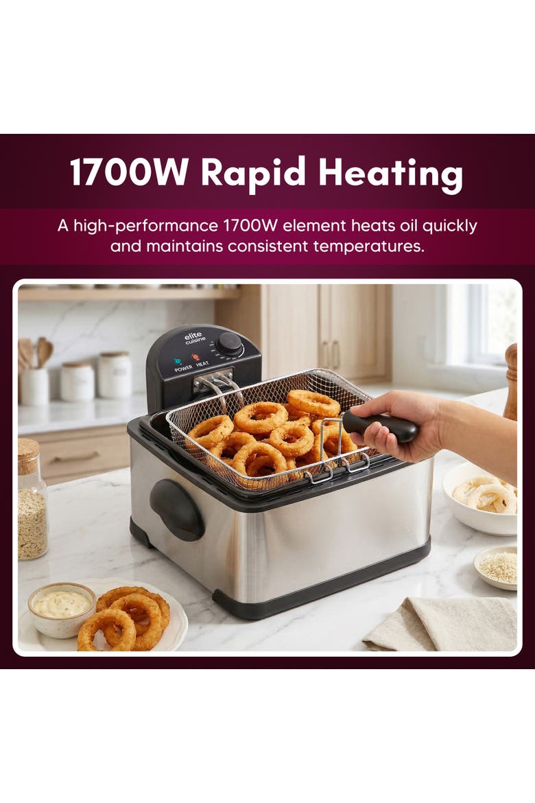 4.2qt Deep Fryer, Alternate, color, Metallic Silver