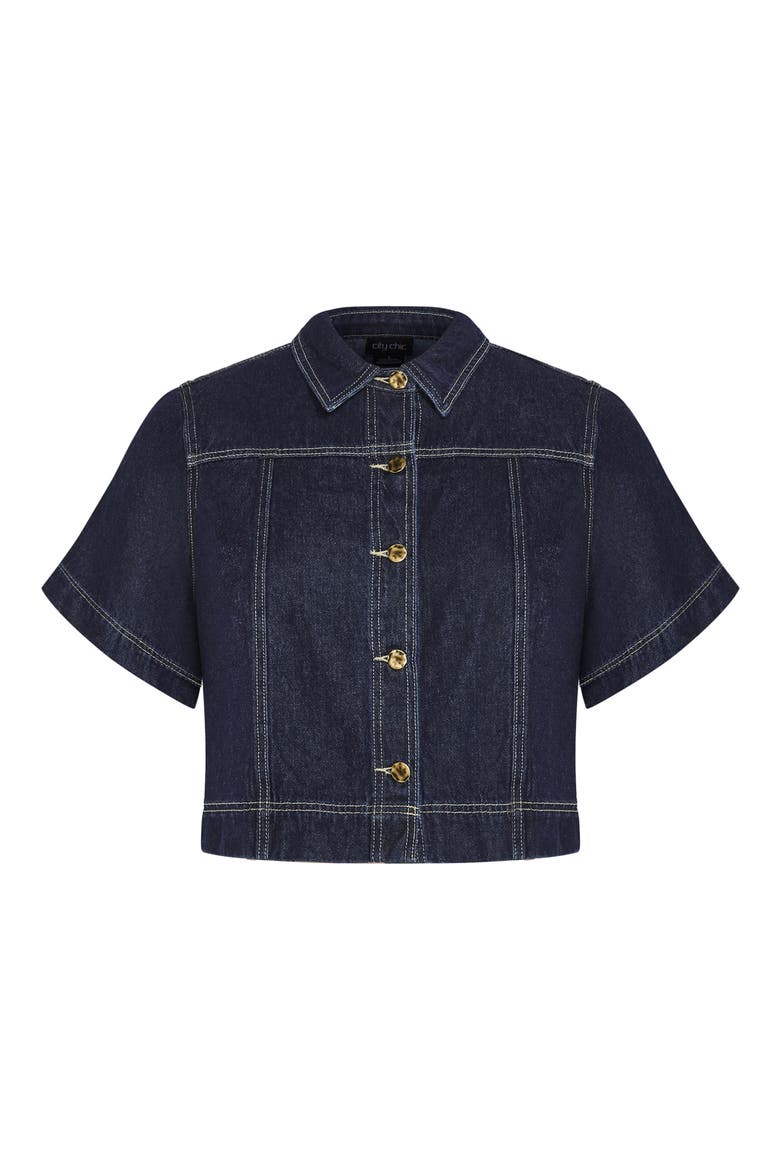 Millie Short Sleeve Denim Jacket, Alternate, color, DARK DENIM