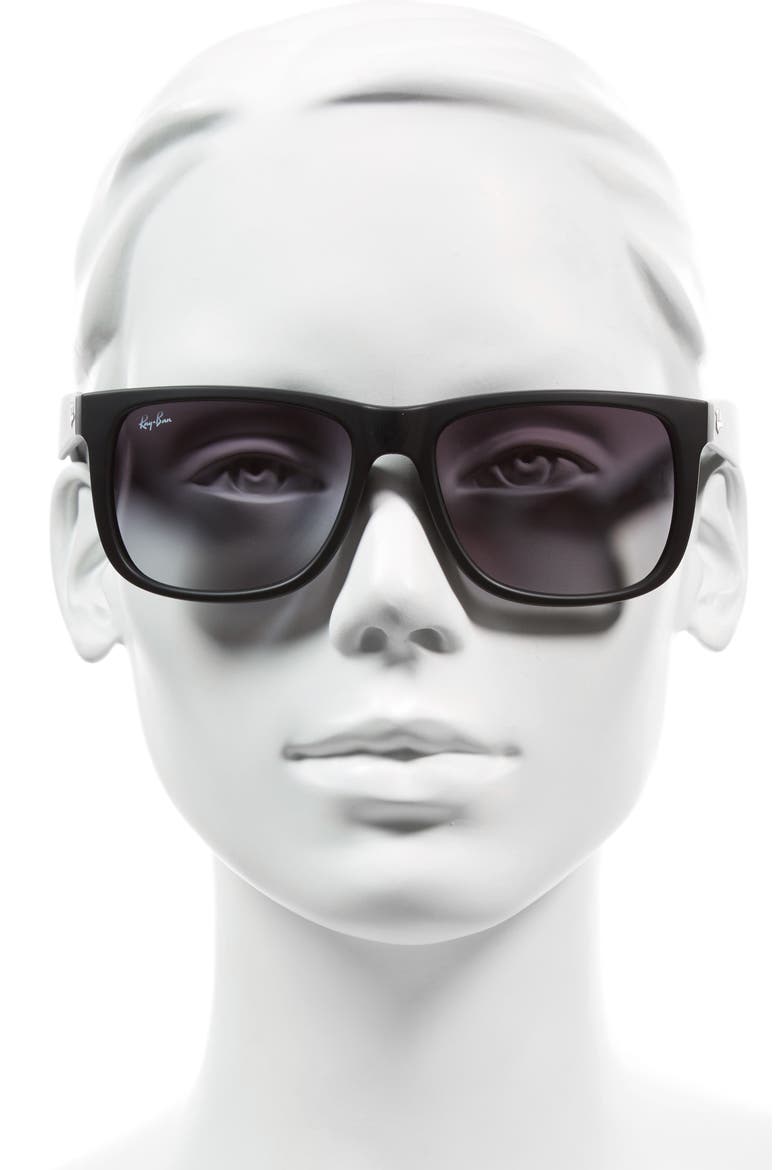 Justin 54mm Rectangular Sunglasses, Alternate, color, BLACK