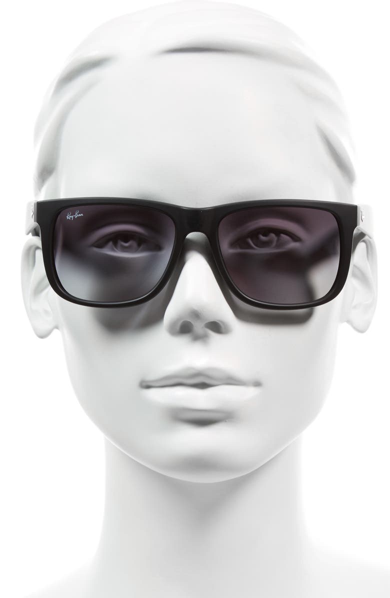 Ray-Ban Justin 54mm Rectangular Sunglasses, Alternate, color, Black