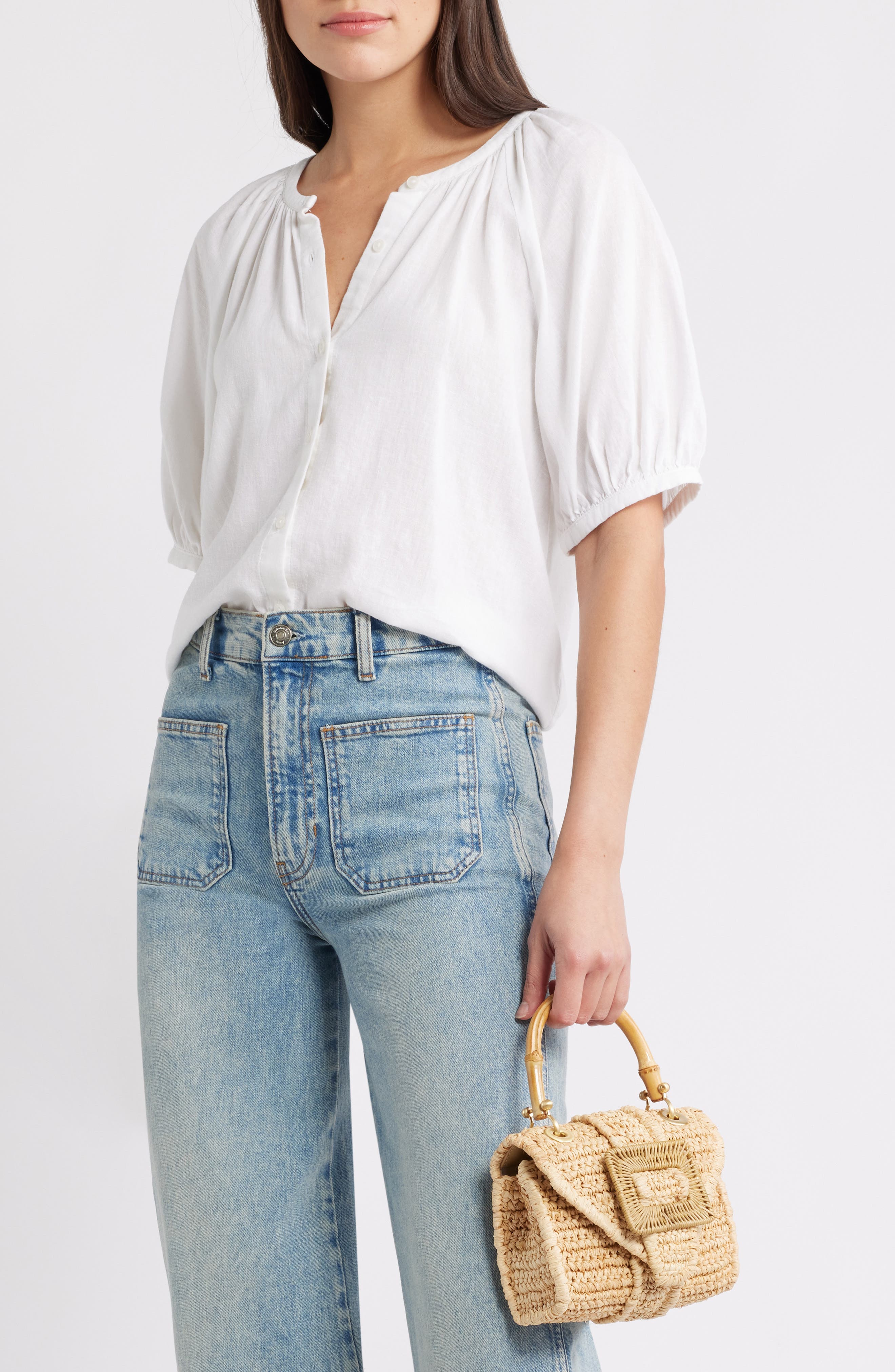 Pamela Munson The Avis Mini Raffia Shoulder Bag, Alternate, color, Natural