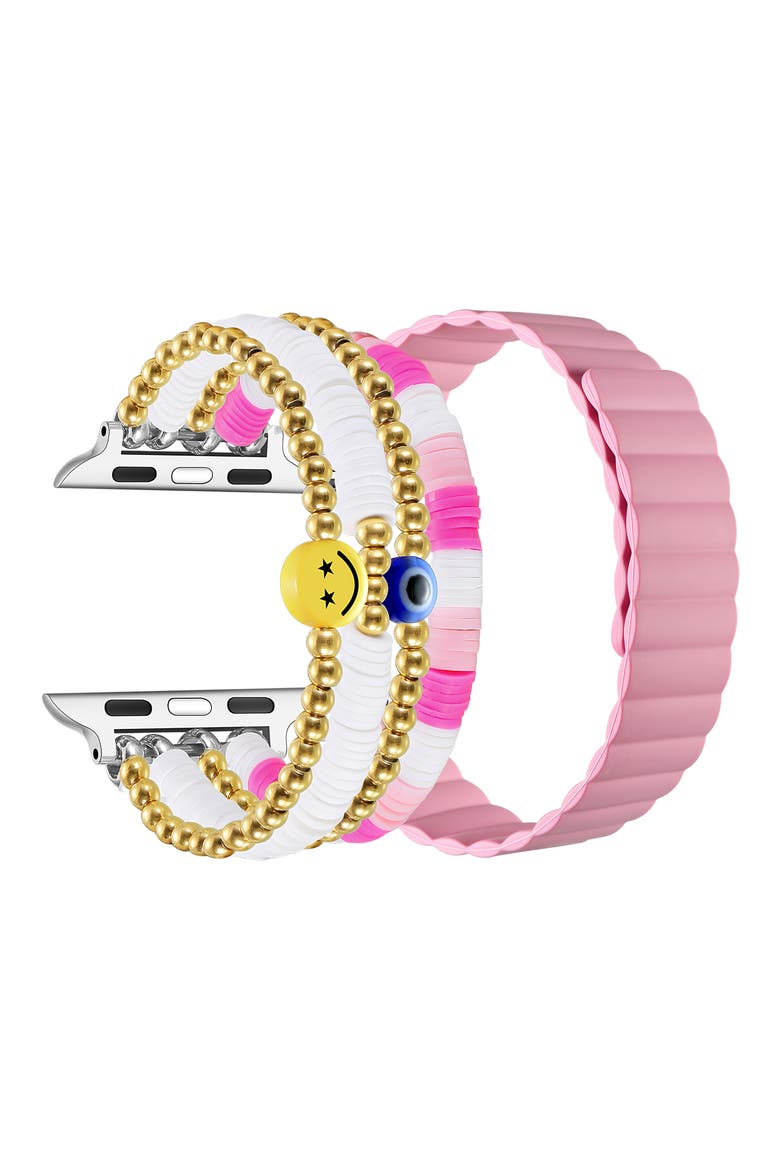 Bestie Beaded & Magnetic Silicone Watchband Set, Alternate, color, PINK