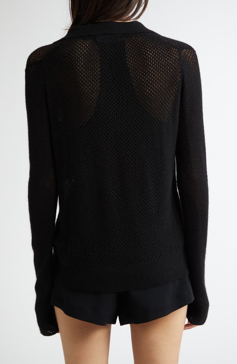 Johnstons of Elgin Superfine Cashmere & Silk Crochet Long Sleeve Polo, Alternate, color, 