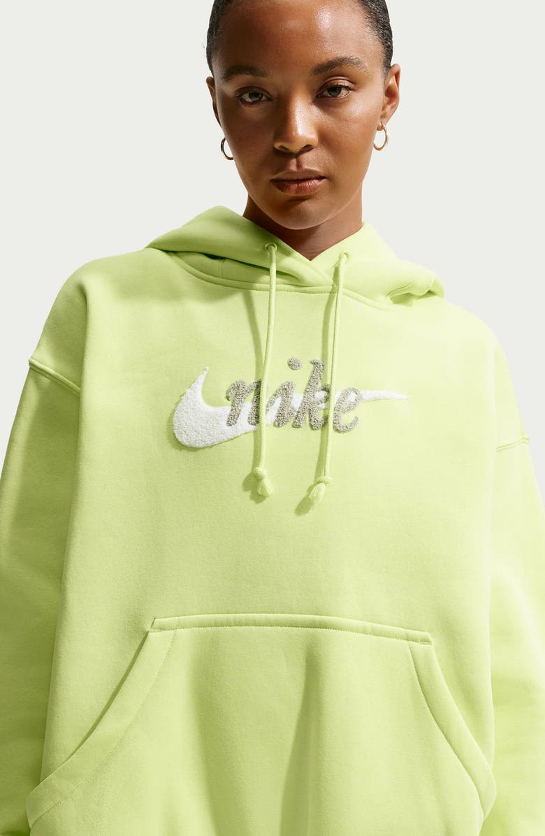 Nike Oversize Brushed Cotton Blend Fleece Hoodie, Alternate, color, 736 Ltlmtw/Smtwht
