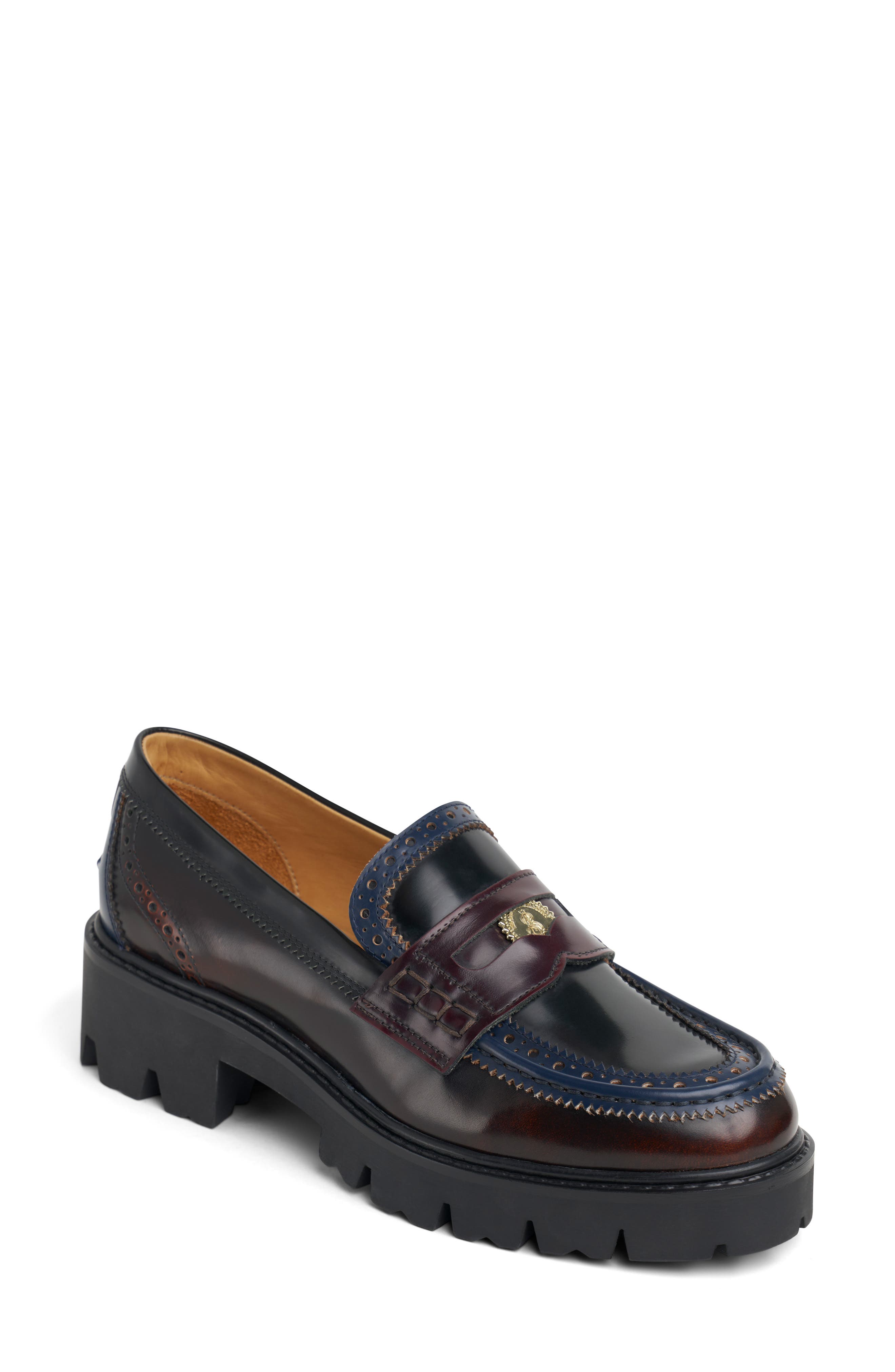 The Office of Angela Scott Ms. Savannah Platform Penny Loafer, Main, color, Burgundy Multi
