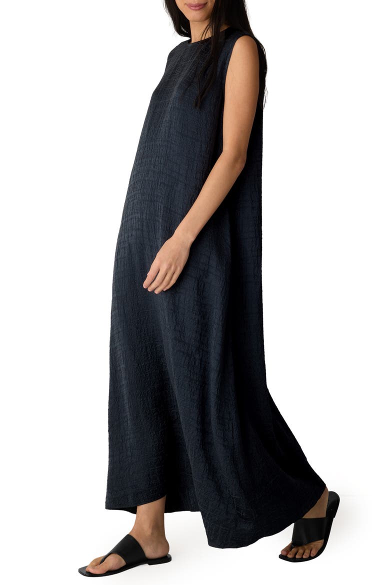 Silk Round Neck Maxi Dress, Alternate, color, MARITIME