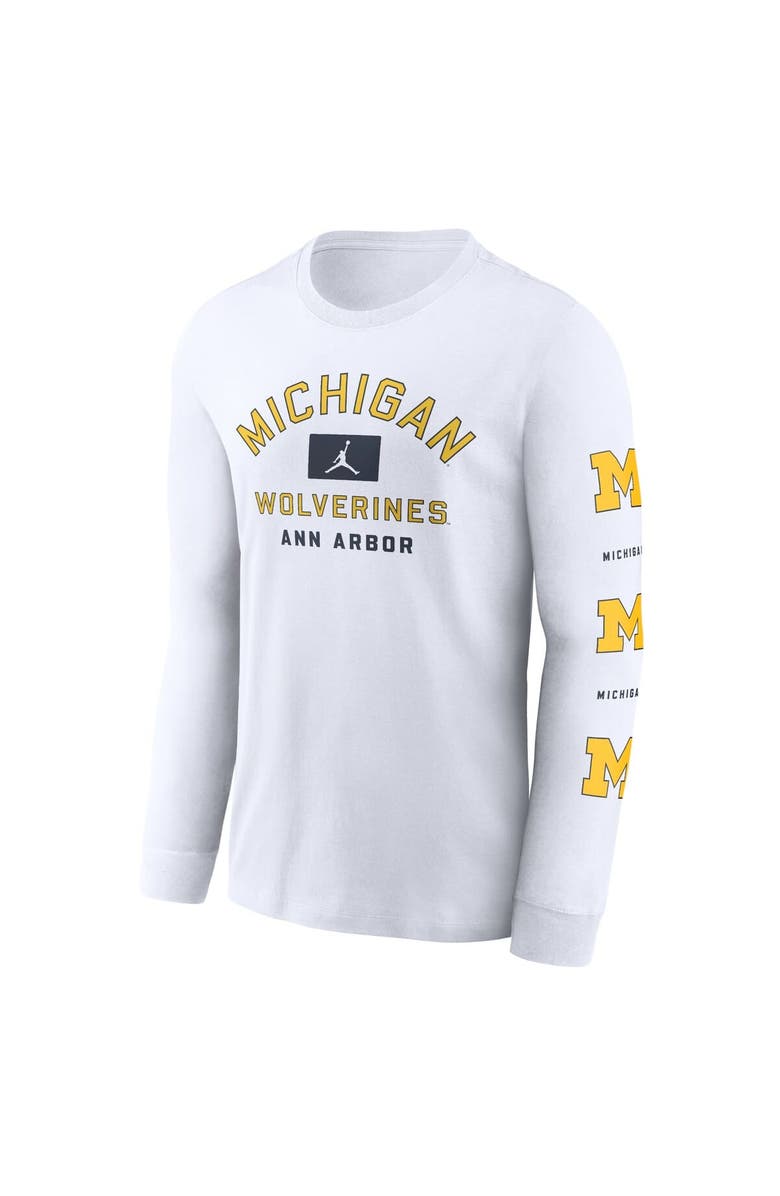 Jordan Brand Men's Jordan Brand White Michigan Wolverines Primetime Classic Location Long Sleeve T-Shirt, Alternate, color, White