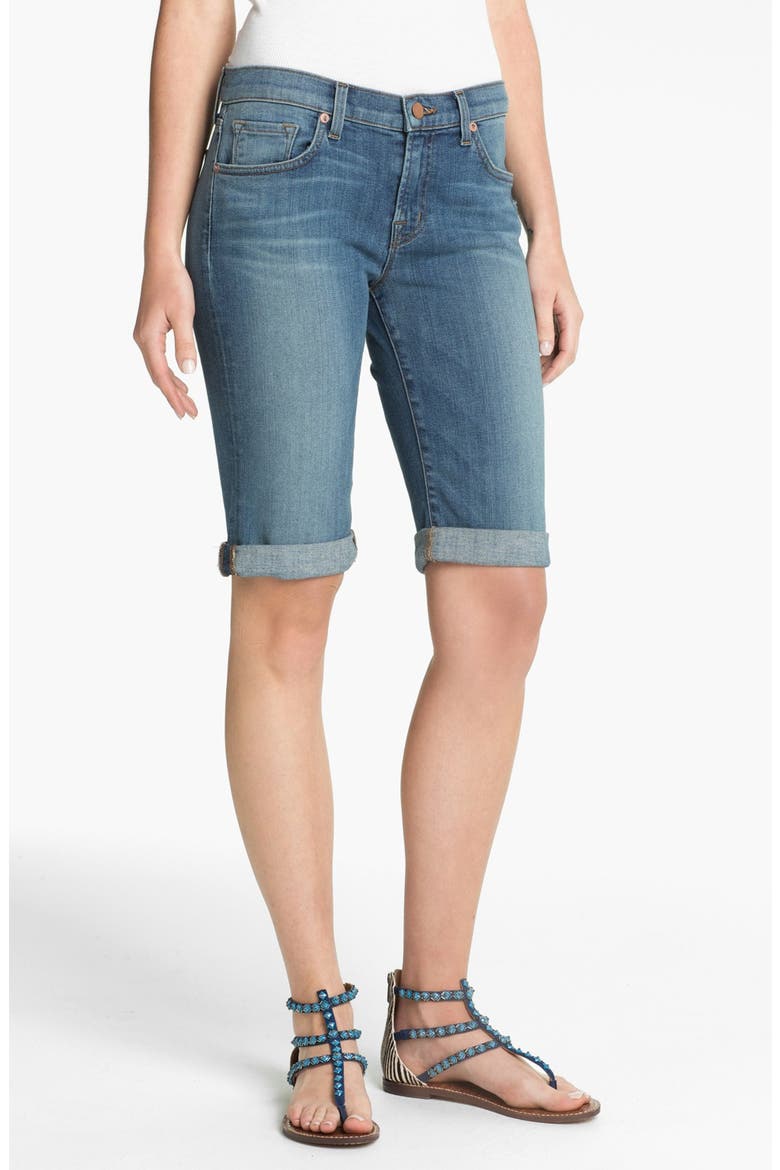 Cuff Stretch Denim Shorts, Main, color, REVENGE