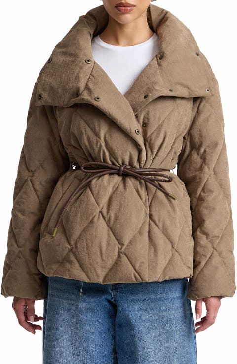 Tie Waist Puffer Coat