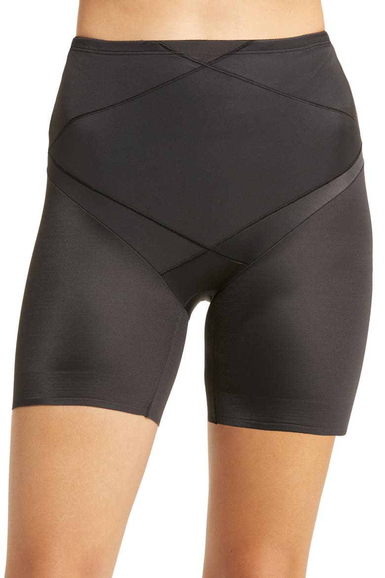 Tummy Tuck Waistline Bike Shorts, Main, color, BLACK