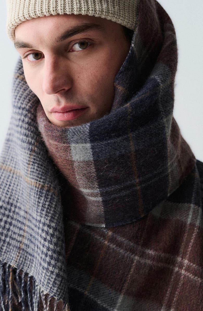 Barbour Dramside Reversible Lambswool Scarf, Alternate, color, Midnight Oak Tartan