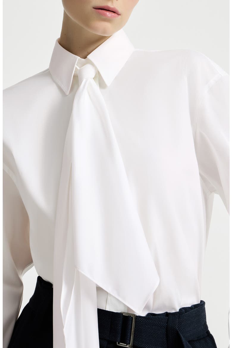 Shirt with tie and monili, Alternate, color, White