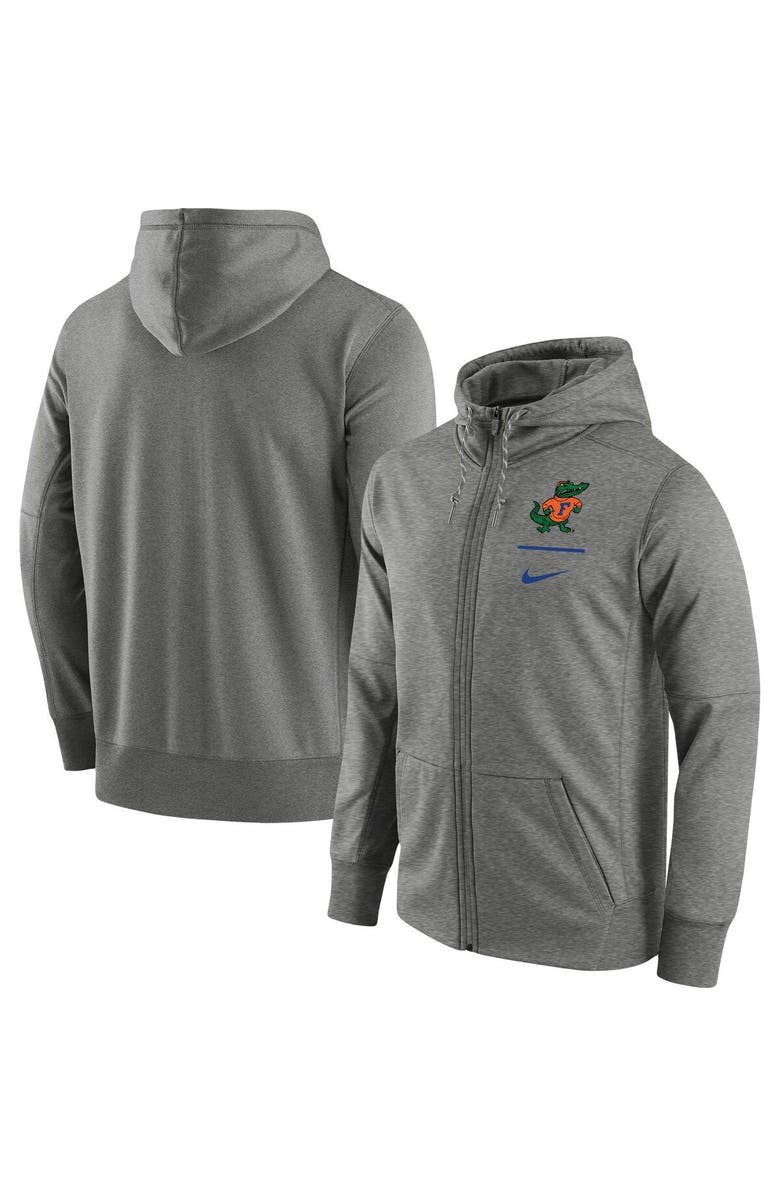 Nike Men's Nike Heathered Gray Florida Gators Throwback Alternate Logo Stack Performance Full-Zip Hoodie, Main, color, 