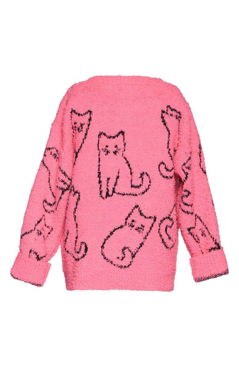 Truly Me Kids' Textured Cat Sweater, Alternate, color, Hot Pink