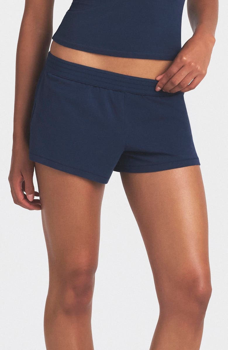 SKIMS Stretch Cotton Jersey Shorts, Main, color, Navy