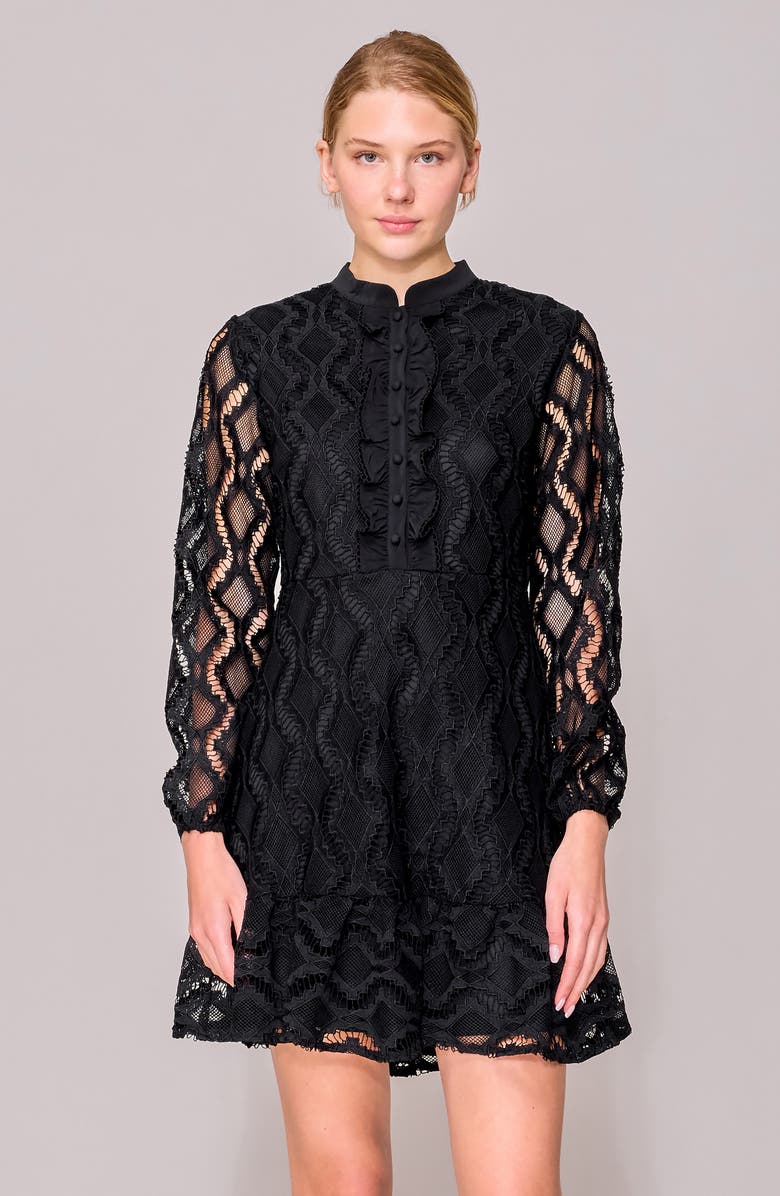 MELLODAY Long Sleeve Lace Minidress, Alternate, color,