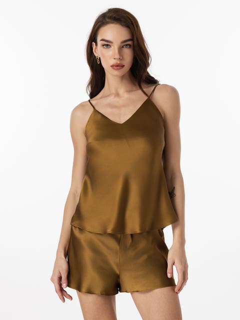 Spaghetti Strap Pure Silk Camisole Set