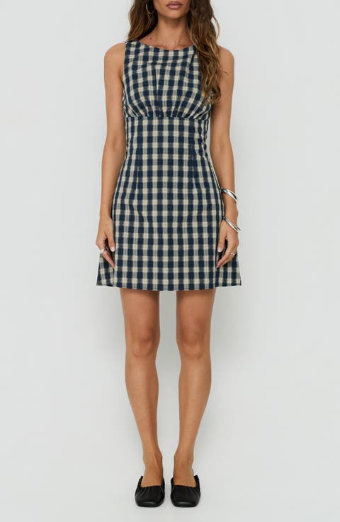 Sweet Somethings Check Cotton Minidress