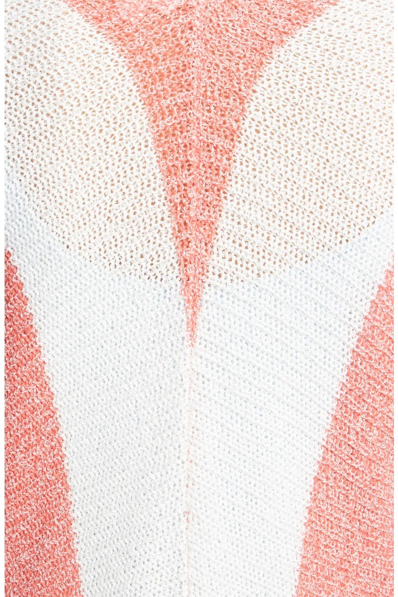 Stripe Open Front Long Cardigan, Alternate, color, CORAL SUGAR BEACH STRIPE
