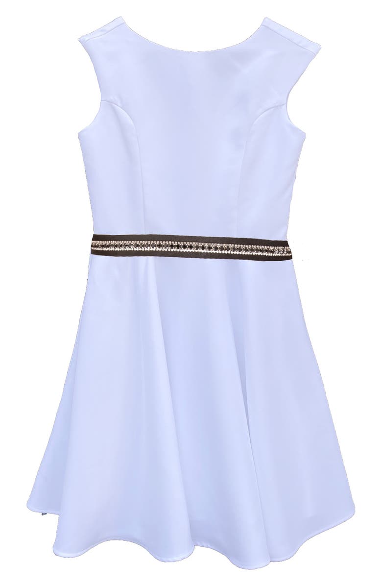 Un Deux Trois Kids' Sleeveless Satin Dress, Main, color, 