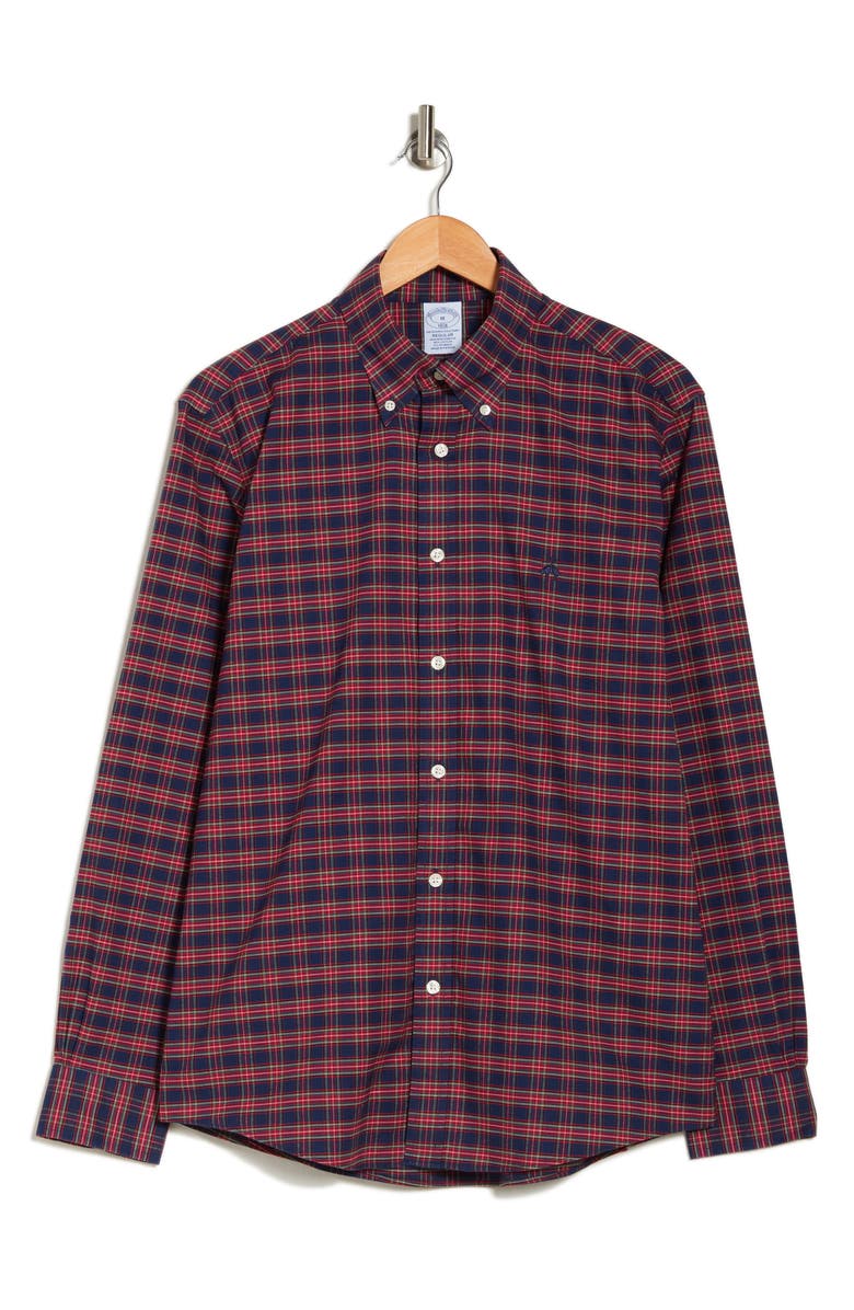 Brooks Brothers Regular Fit Tartan Non-Iron Oxford Button-Down Shirt, Alternate, color,