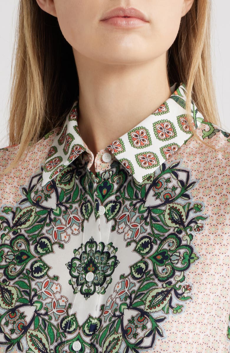 Anne Klein Floral Long Sleeve Tiered Shirtdress, Alternate, color, 