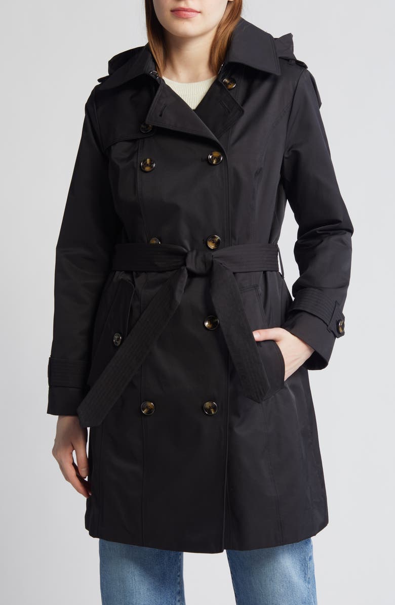 London Fog Water Repellent Belted Trench Coat, Main, color,