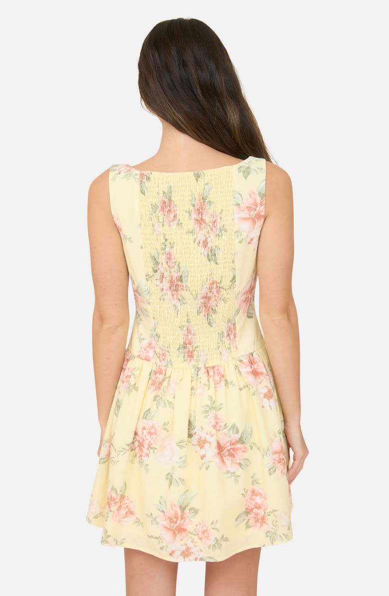 Blu Pepper Floral Sleeveless Drop Waist Minidress, Alternate, color, Butter Yellow Multi