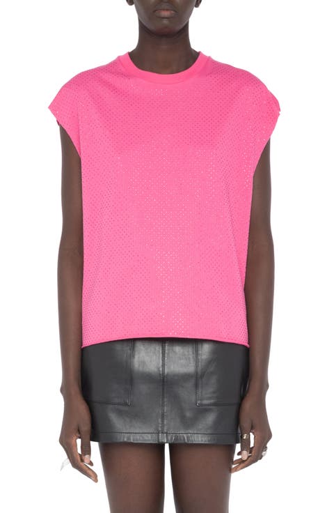 Cloe Strass Crystal Embellished Dolman Sleeve Top