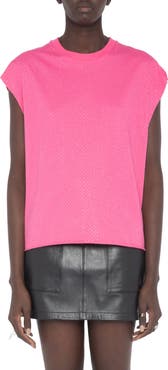 Zadig & Voltaire Cloe Strass Crystal Embellished Dolman Sleeve Top