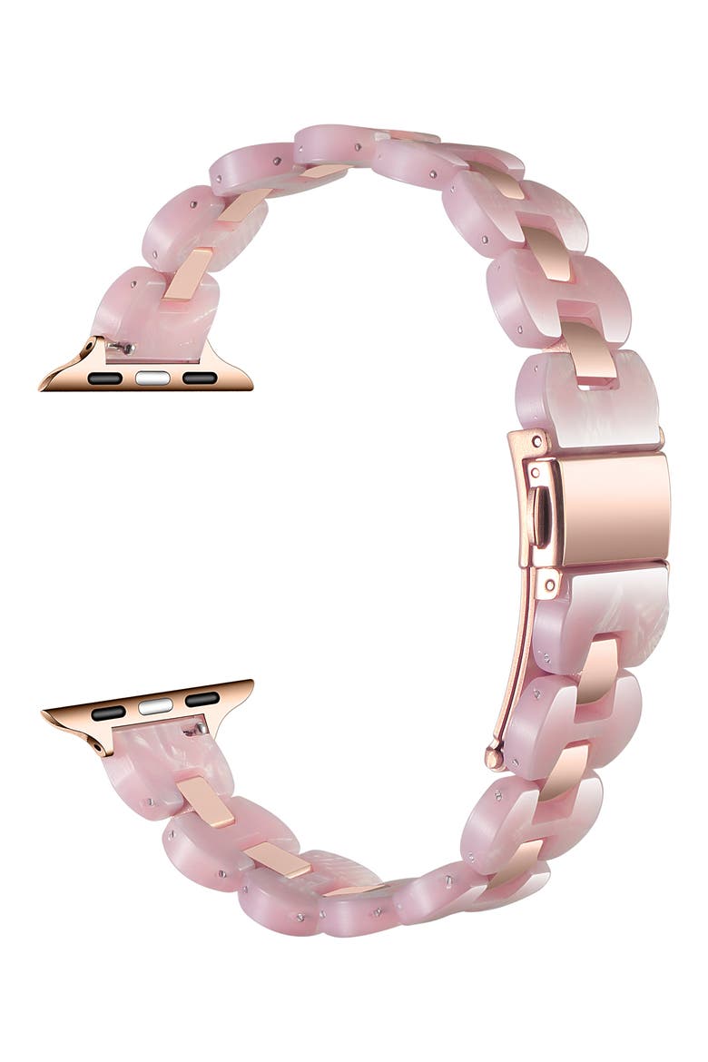 Aria Resin & Stainless Steel Apple Watch® Watchband, Main, color, BLUSH / ROSE GOLD