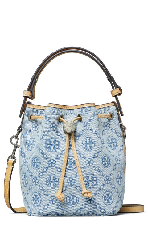 Mini T Monogram Denim Bucket Bag