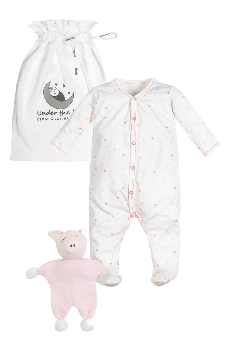 Under the Nile Dot Print Organic Cotton Footie & Toy Set, Main, color, 