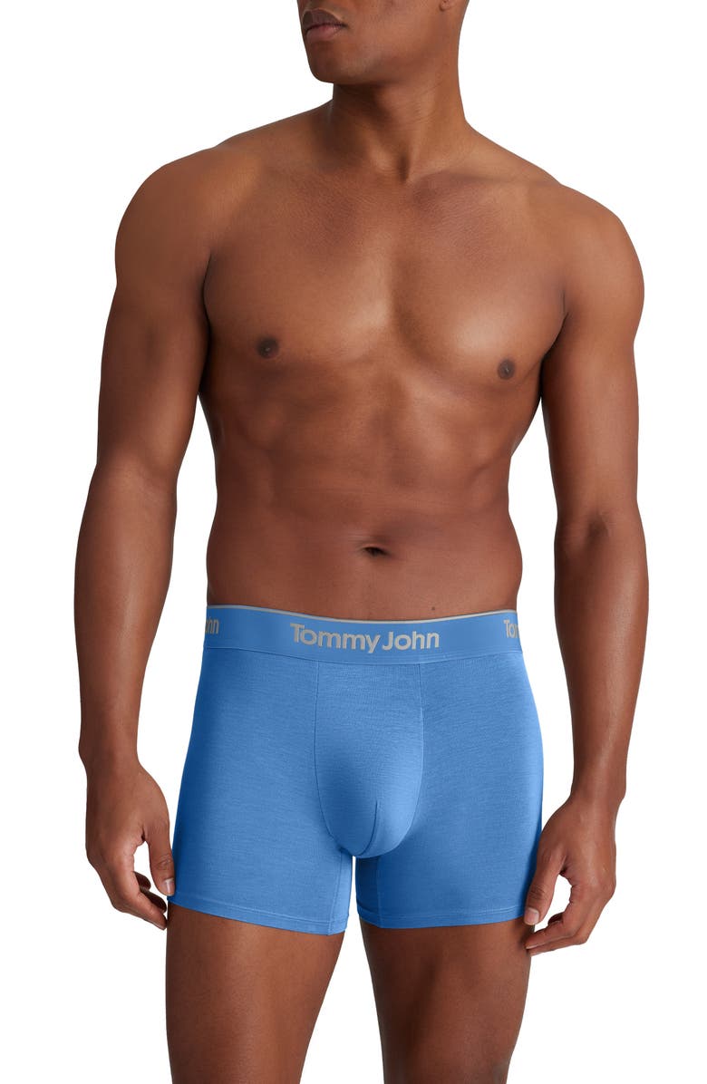Tommy John Assorted 3-Pack Second Skin 4-Inch Stretch Modal Boxer Briefs, Alternate, color, Dress Blues/Marina/Seaside
