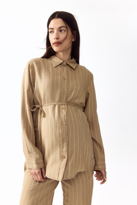 Mama linen-blend shirt