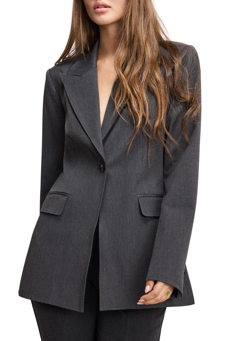Essential Sculpt Suit Blazer, Main, color, DARK HEATHER GRAY