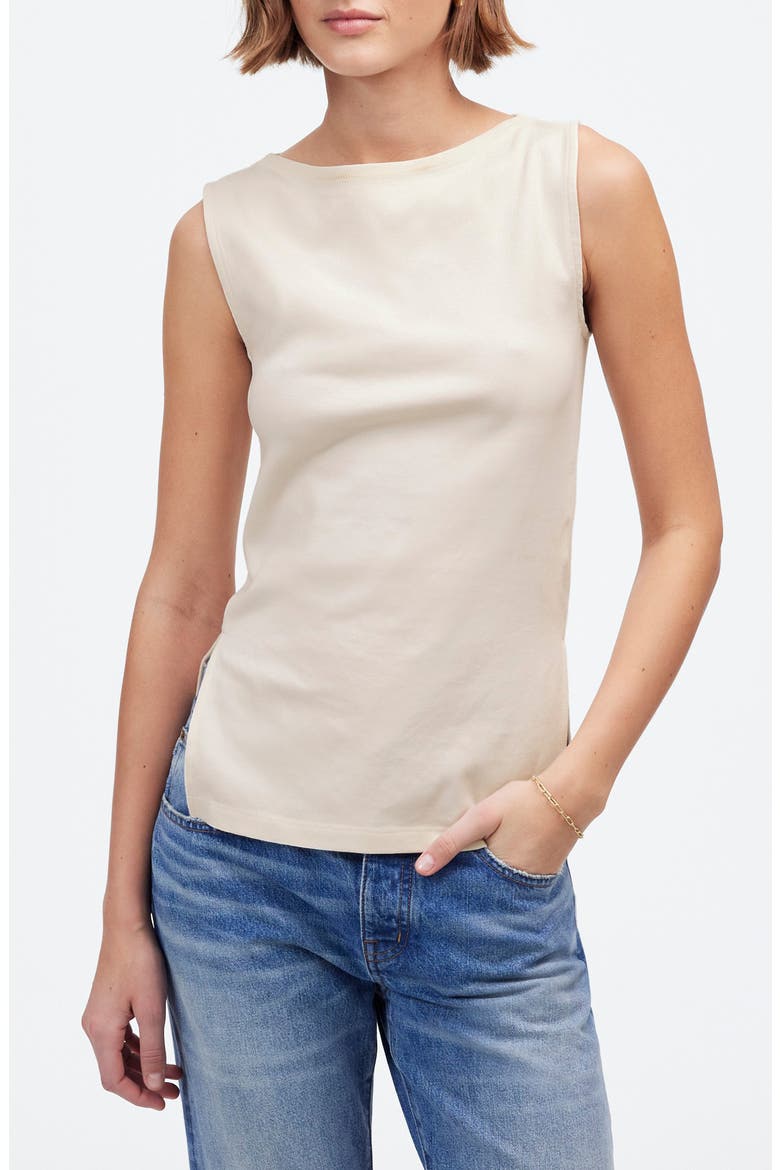 Sleeveless Boat Neck Side Slit T-Shirt (Women) | Nordstrom