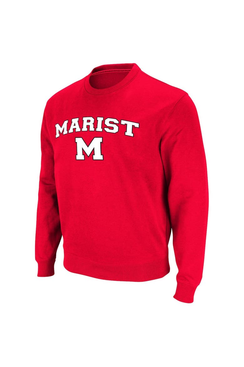 Men's Colosseum Red Marist Red Foxes Arch Over Logo Pullover Sweatshirt, Alternate, color, Red