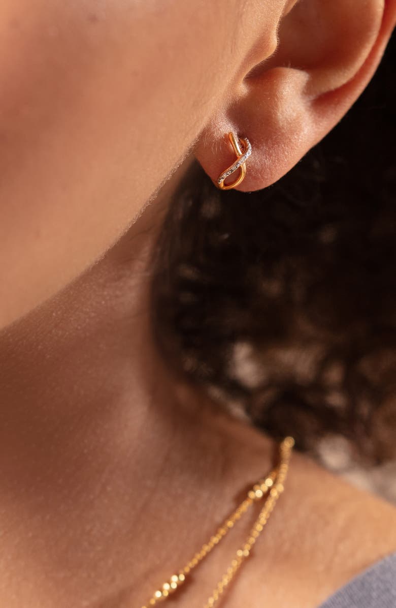 Monica Vinader Riva Cross Diamond Huggie Hoop Earrings, Alternate, color, 18Ct Gold Vermeil/St Silver