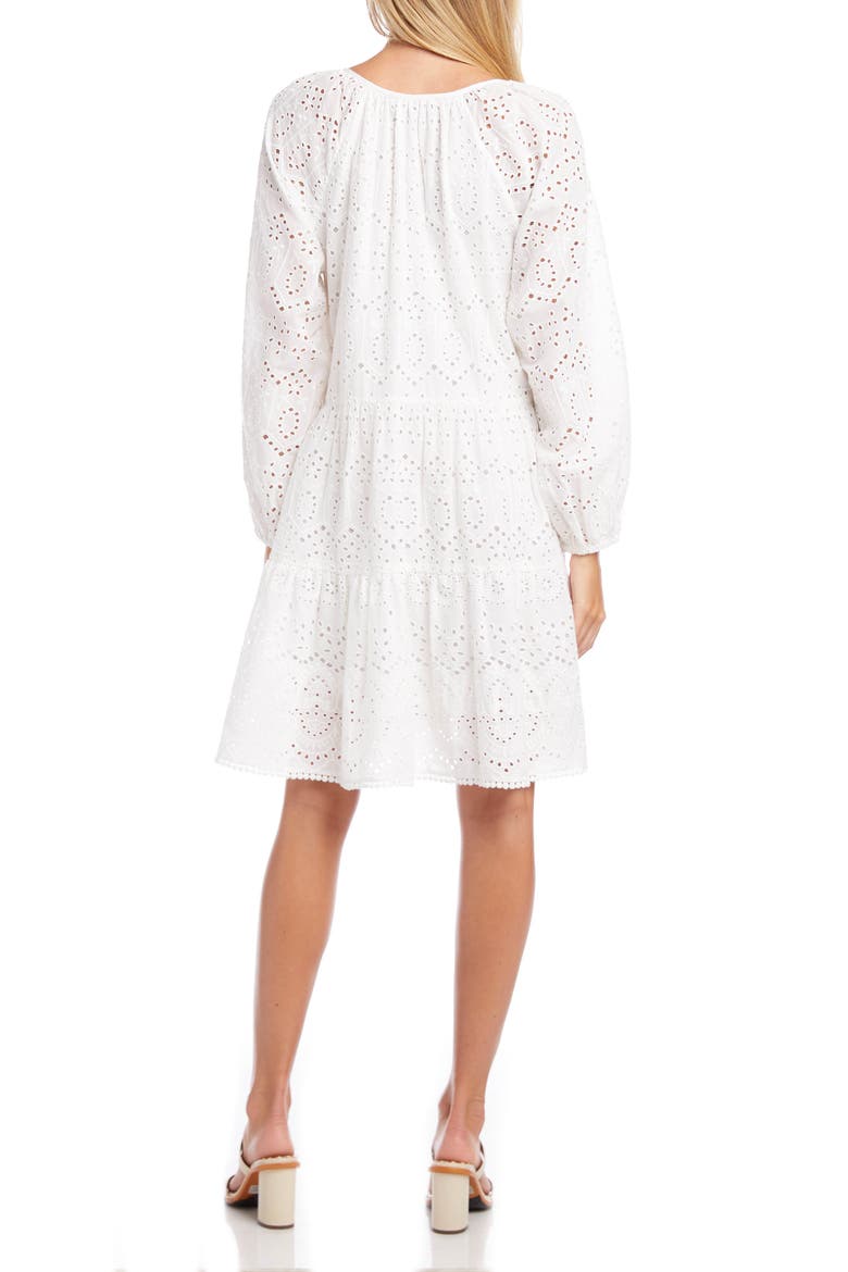 Tiered Long Sleeve Eyelet Dress, Alternate, color, OFF-WHITE