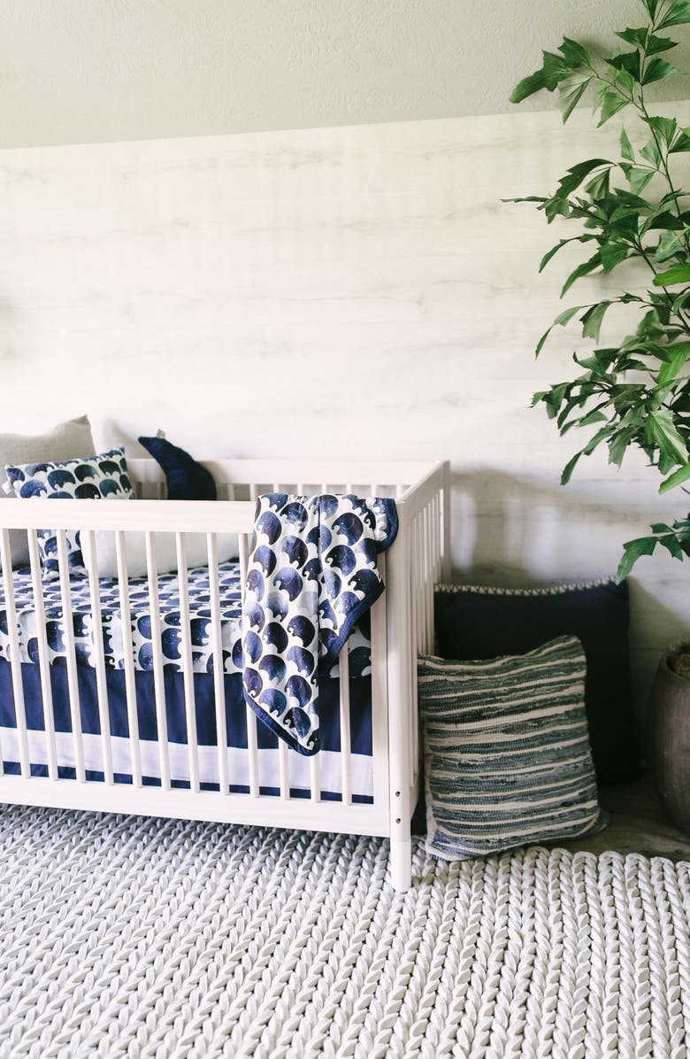 Oilo Print Band Crib Skirt, Alternate, color, Indigo