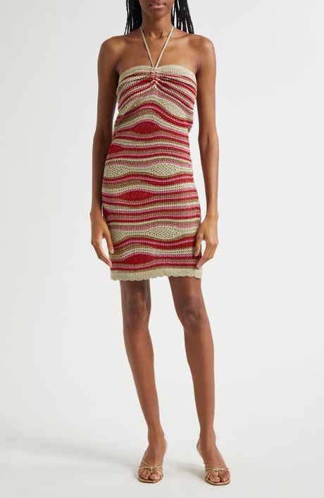 Mixed Waves Metallic Body-Con Minidress