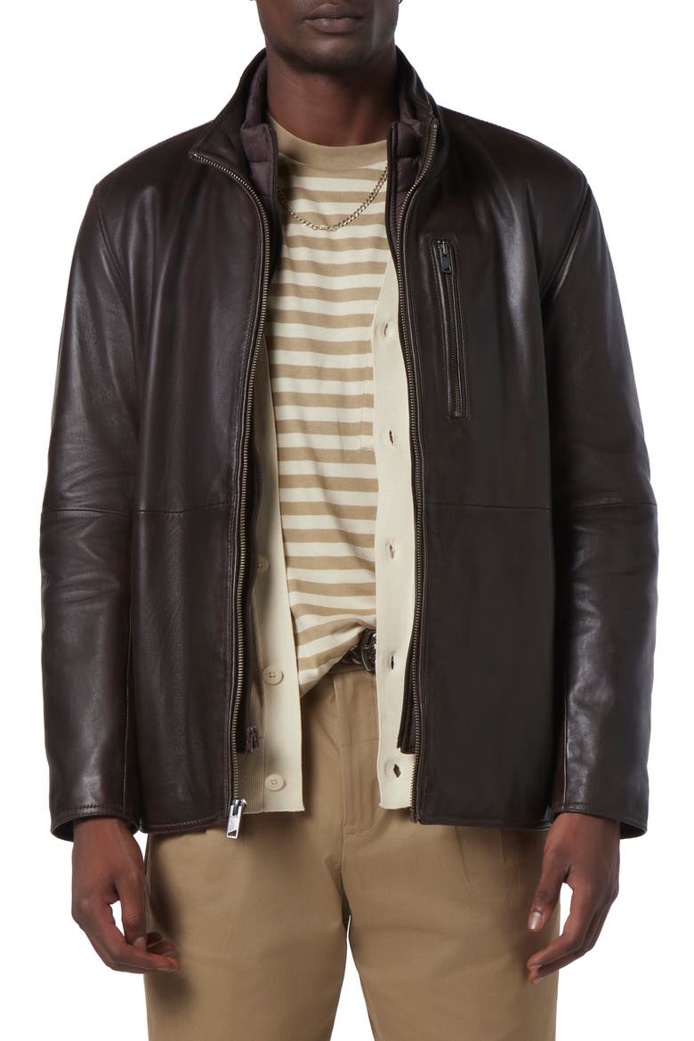 Wollman Leather Jacket, Main, color, HICKORY