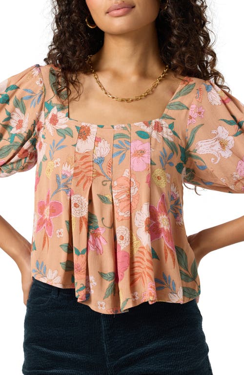 O'neill Aubrielle Pleated Puff Sleeve Top In Brown