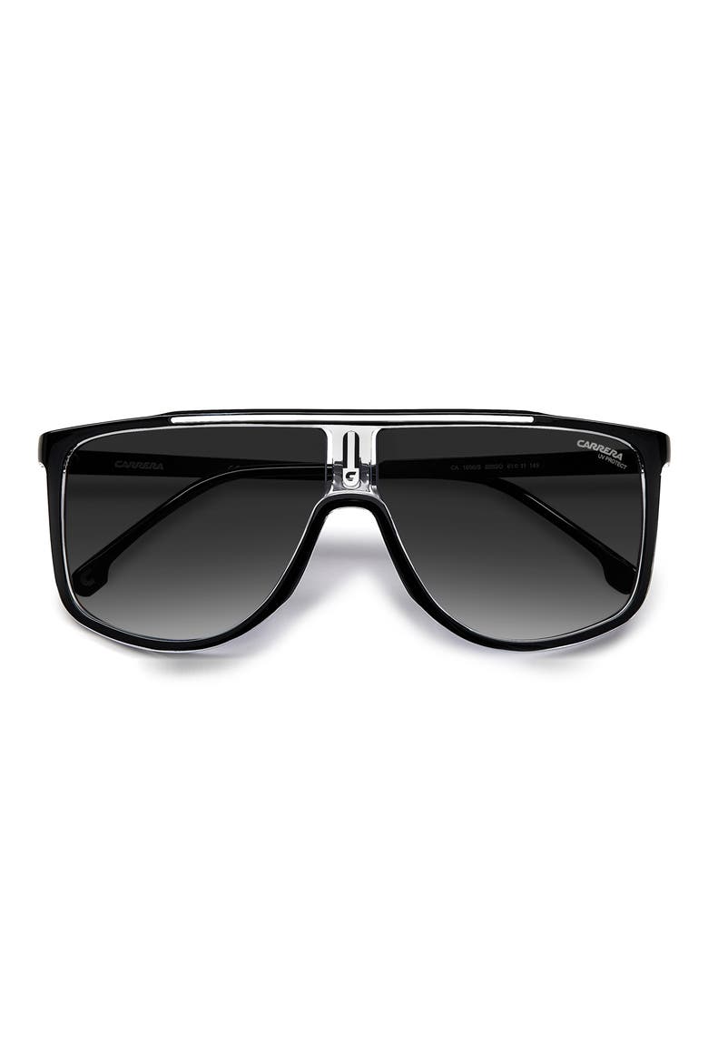 61mm Gradient Flat Top Sunglasses, Alternate, color, BLACK WHITE/ GREY SHADED